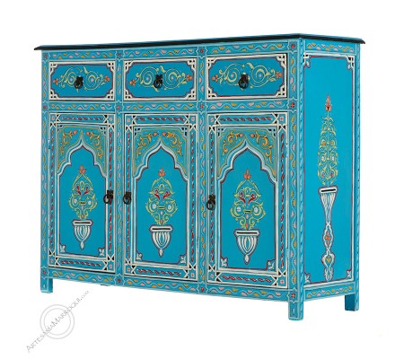 Buffet trois portes bleu