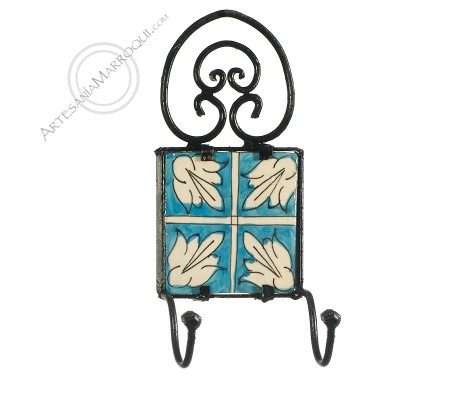Arabic wrought iron coat rack with two hooks