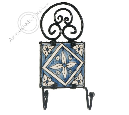 Arabic wrought iron coat rack with two hooks-8