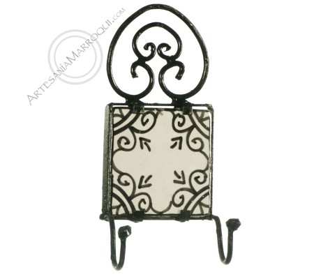 Arabic wrought iron coat rack with two hooks-10