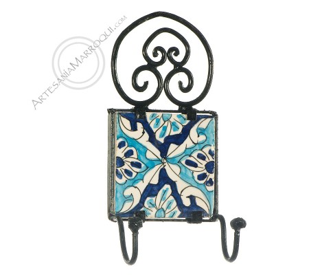 Arabic wrought iron coat rack with two hooks-16