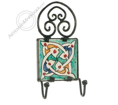 Arabic wrought iron coat rack with two hooks-17