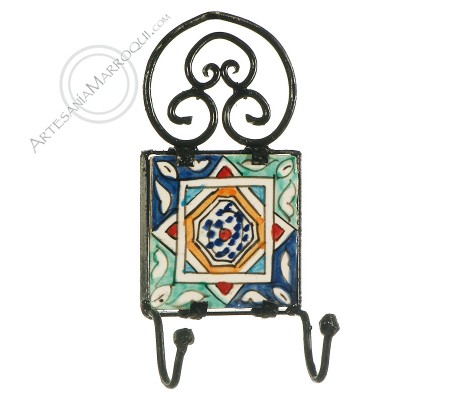 Arabic wrought iron coat rack with two hooks-18