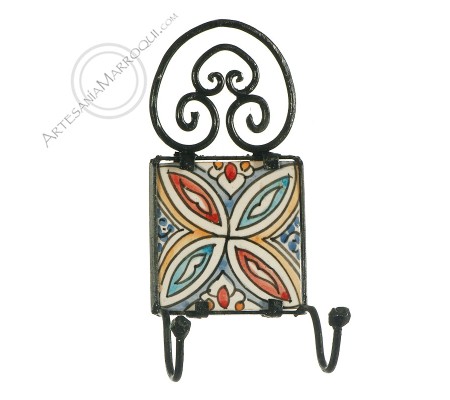 Arabic wrought iron coat rack with two hooks-20