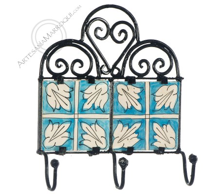Arabic wrought iron coat rack with three hooks-5