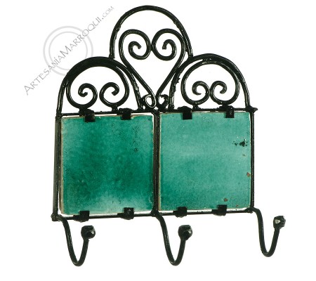 Arabic wrought iron coat rack with three hooks-7