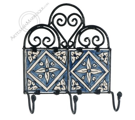 Arabic wrought iron coat rack with three hooks-8