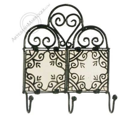 Perchero árabe de forja de tres ganchos-10