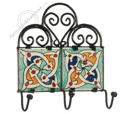 Arabic wrought iron coat rack with three hooks-17