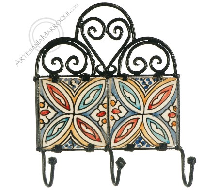 Arabic wrought iron coat rack with three hooks-20