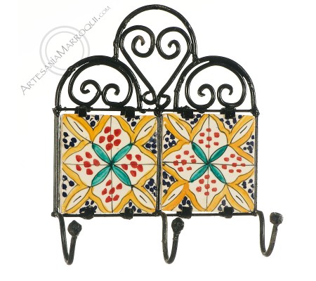 Arabic wrought iron coat rack with three hooks-21