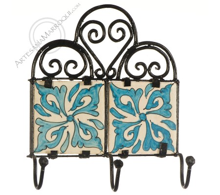 Arabic wrought iron coat rack with three hooks-22