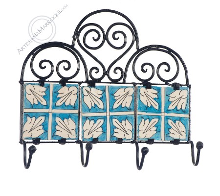 Wrought iron coat rack with four hooks-5