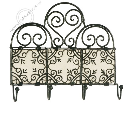 Wrought iron coat rack with four hooks-10