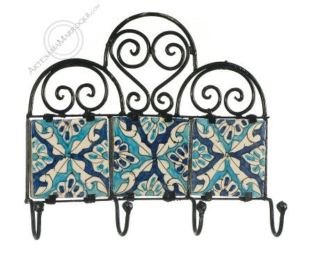 Wrought iron coat rack with four hooks-16