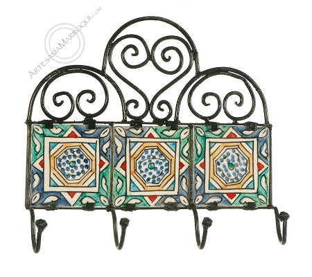 Wrought iron coat rack with four hooks-18