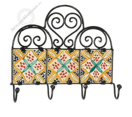 Perchero de forja de cuatro ganchos-21