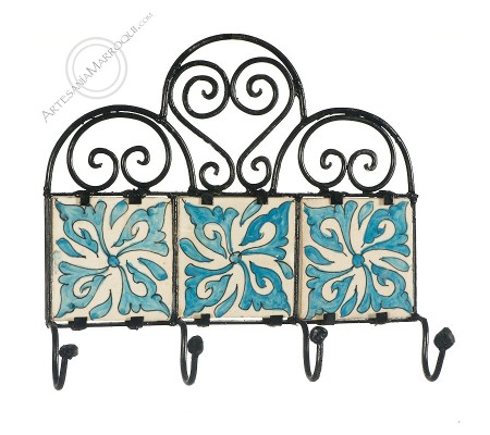 Wrought iron coat rack with four hooks-22