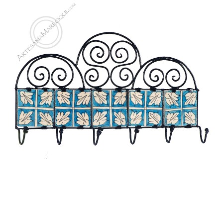 Wrought iron coat rack with six hooks-5