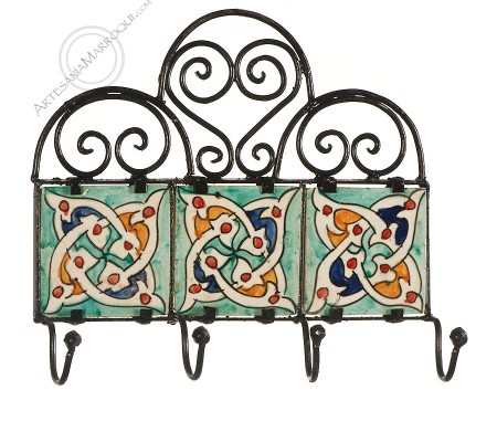Wrought iron coat rack with four hooks-17