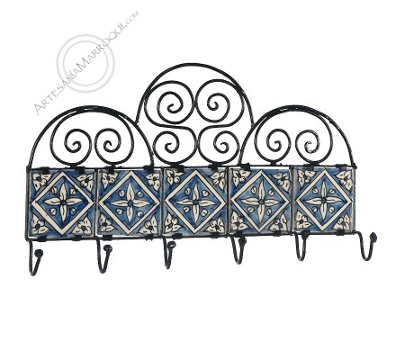 Wrought iron coat rack with six hooks - 8
