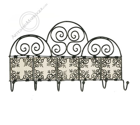 Wrought iron coat rack with six hooks-10