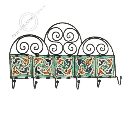 Wrought iron coat rack with six hooks-17
