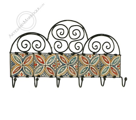 Perchero de forja de seis ganchos-20