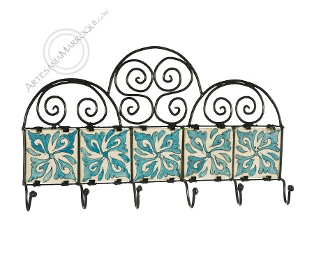 Wrought iron coat rack with six hooks-22