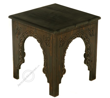 Low dark cedar side table