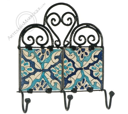 Perchero árabe de forja de tres ganchos-16