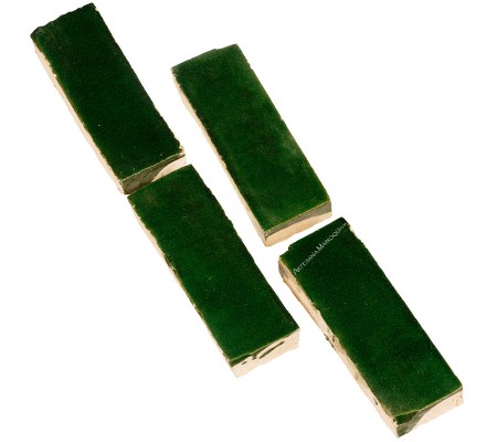 Tamgroute green ceramic tile 14 x 5 cm
