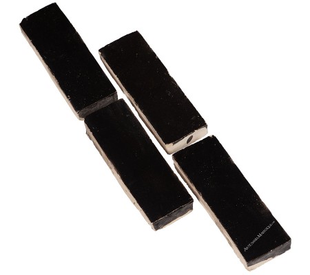 Black ceramic tile 15 x 5 cm