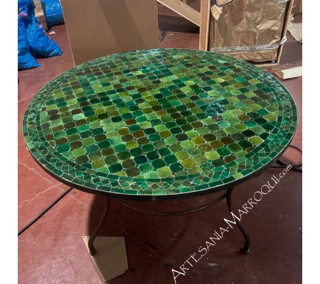 Table mosaïque 130 cm verte Tamgroute