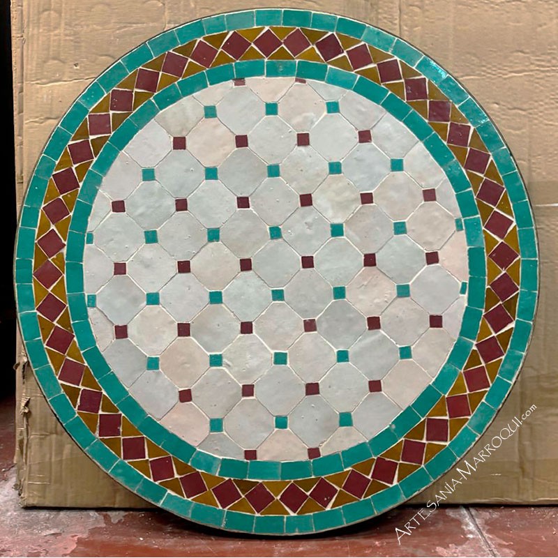Mesas mosaicoMesa mosaico 60 cm verde y marrón