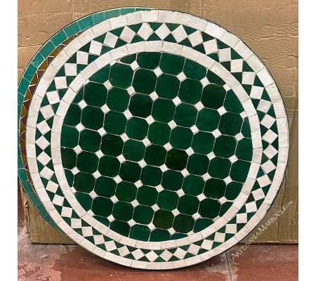 Mosaic table 60 cm green and white
