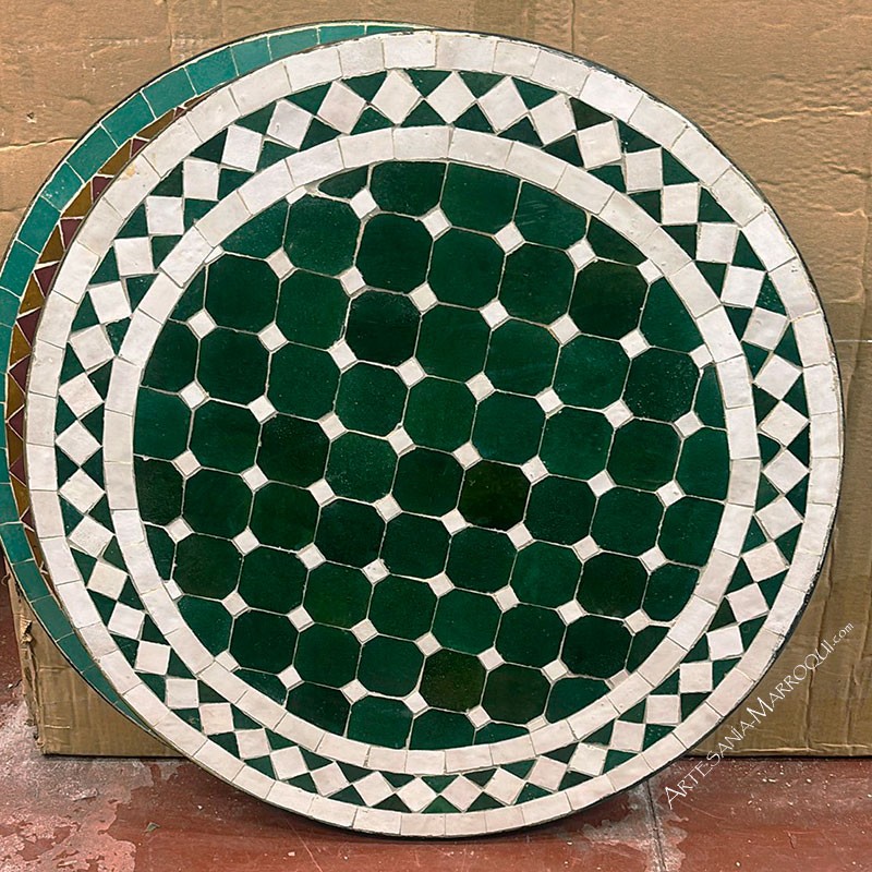 Mesas mosaicoMesa mosaico 60 cm verde y blanco