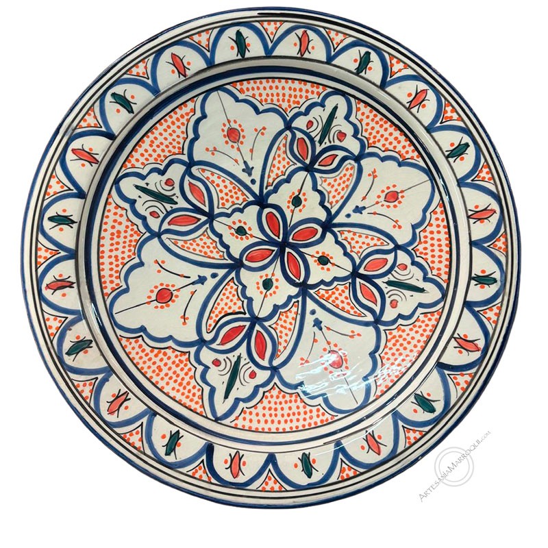 MenajePlato 40 cm de Safi azul y naranja