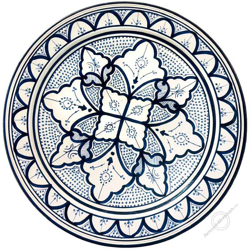 MenajePlato 40 cm de Safi azul blanco