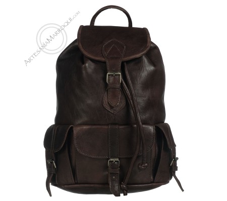 Large dark leather backpack