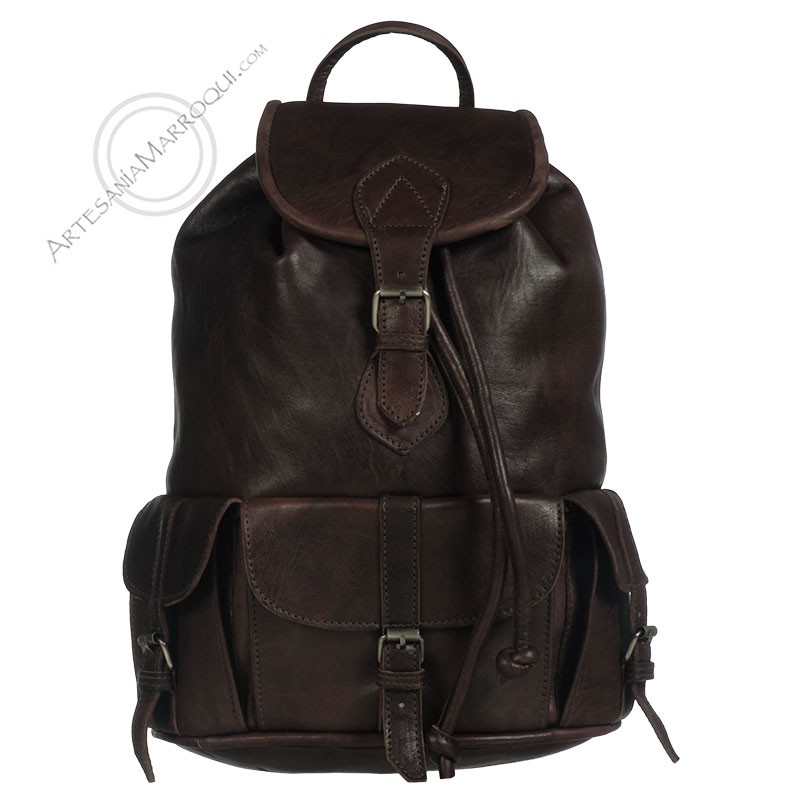 Mochilas de cueroMochila de cuero grande oscura