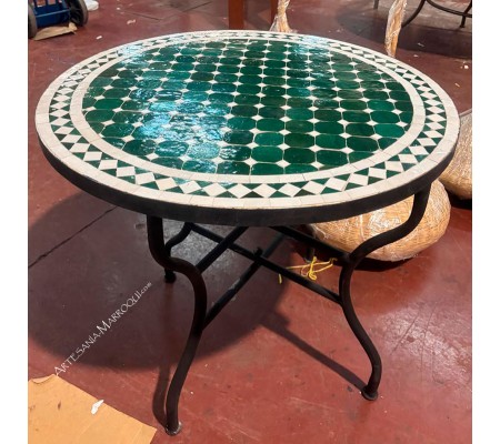 Mesas mosaicoMesa mosaico 80 cm blanco y verde 2