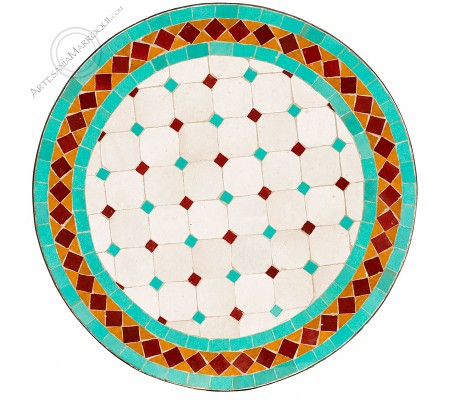 Zellige mosaic table 50 cm green and brown