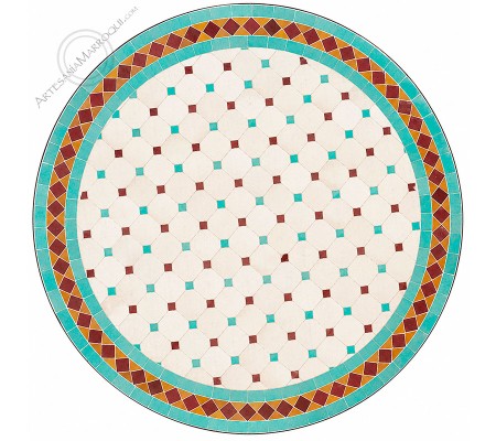 Zellige mosaic table 80 cm green and brown