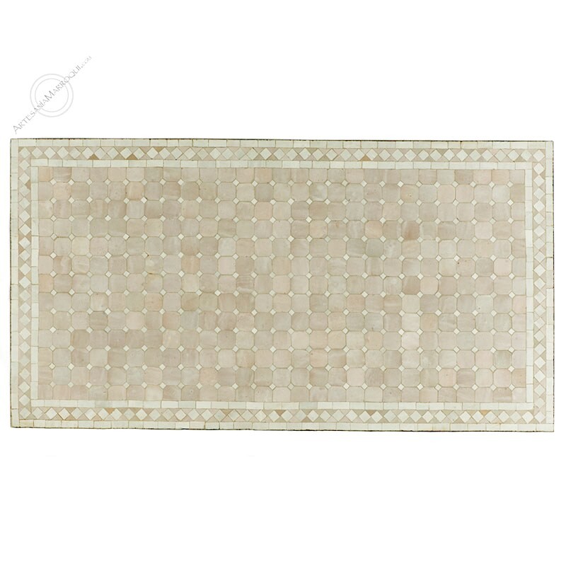 Mesas mosaicoMesa mosaico 150x80 cm beige y blanco