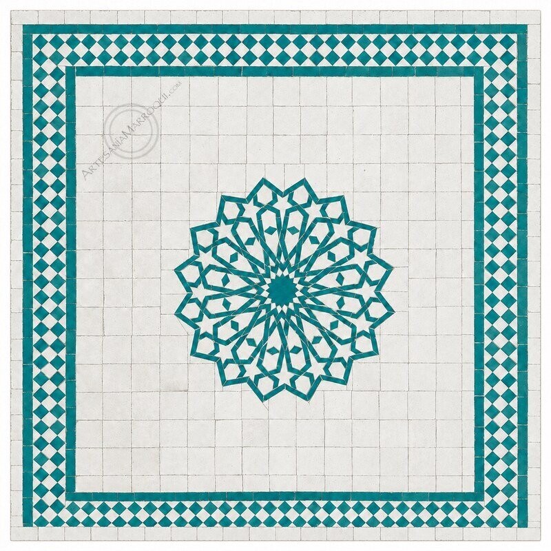 Mesas mosaicoMesa mosaico 100x100cm estrella turquesa y blanco