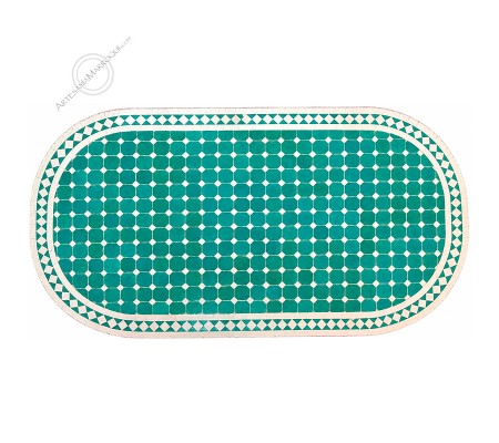 Mosaic table 150x80 cm oval turquoise and white