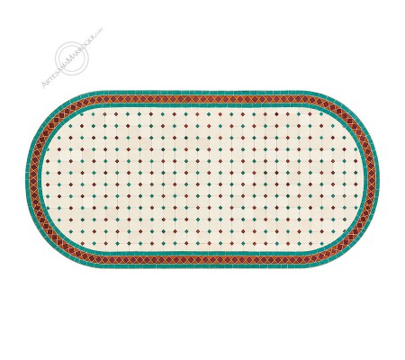 Table mosaïque ovale 150x80 cm verte et brune