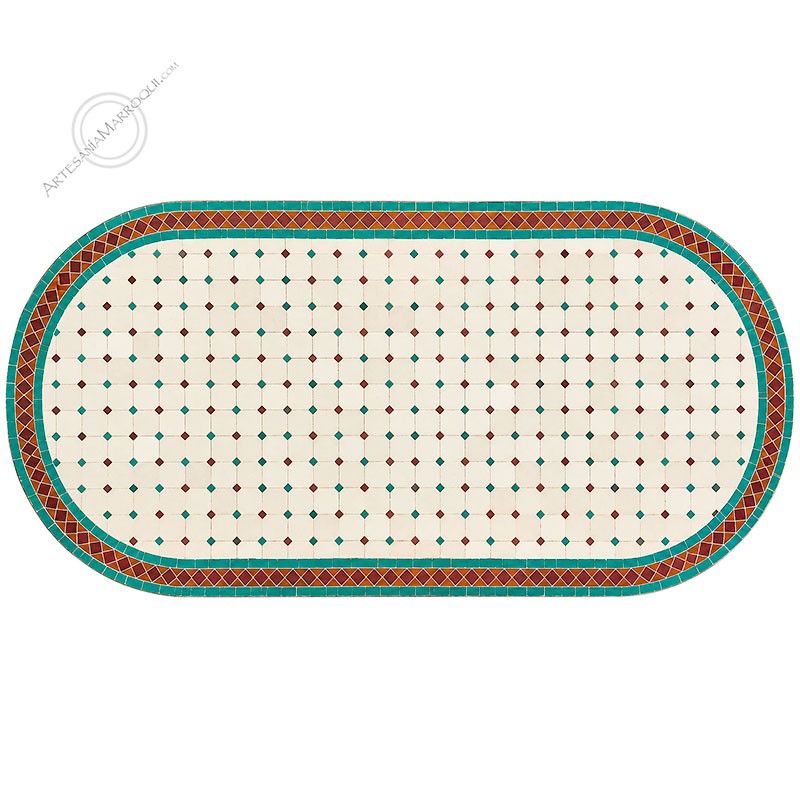 Mesas mosaicoMesa mosaico 150x80 cm oval verde y marrón
