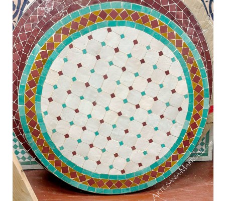 Table mosaïque 70 cm verte et marron